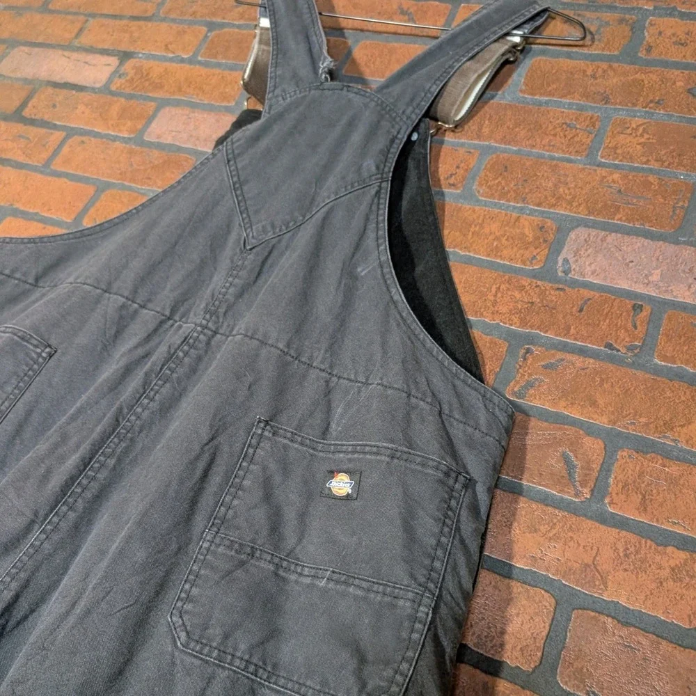 Dickies Black Quilted Insulated Zip Leg Overalls Mwn's 2XL Winter Workwear - Picture 9 of 12